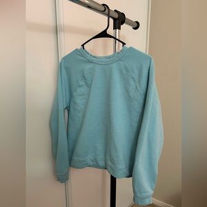 Women's Blue Teal Crew Neck Pullover Sweatshirt